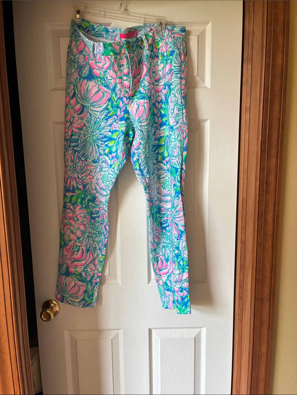 Lilly Pulitzer Floral Print Stretch Pants - Pink & Blue nwt